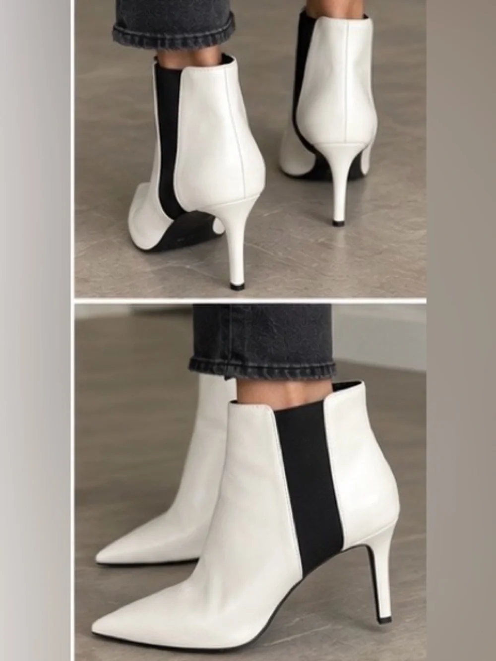 INC International ConceptsWhite Ankle Boots with Black Elastic Panel 9.5